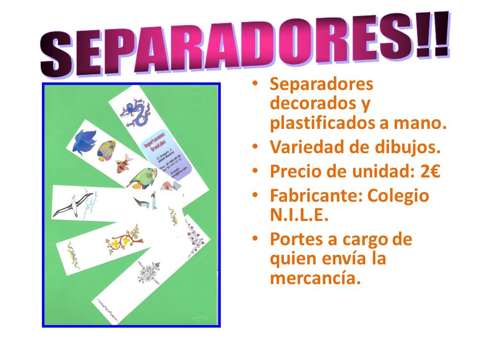 SEPARADORES!! Separadores decorados y plastificados a mano.