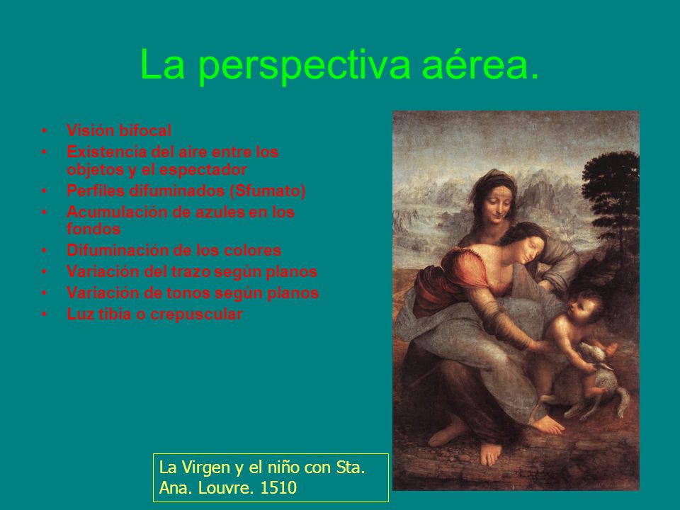 La perspectiva aérea. La Virgen y el niño con Sta. Ana. Louvre. 1510