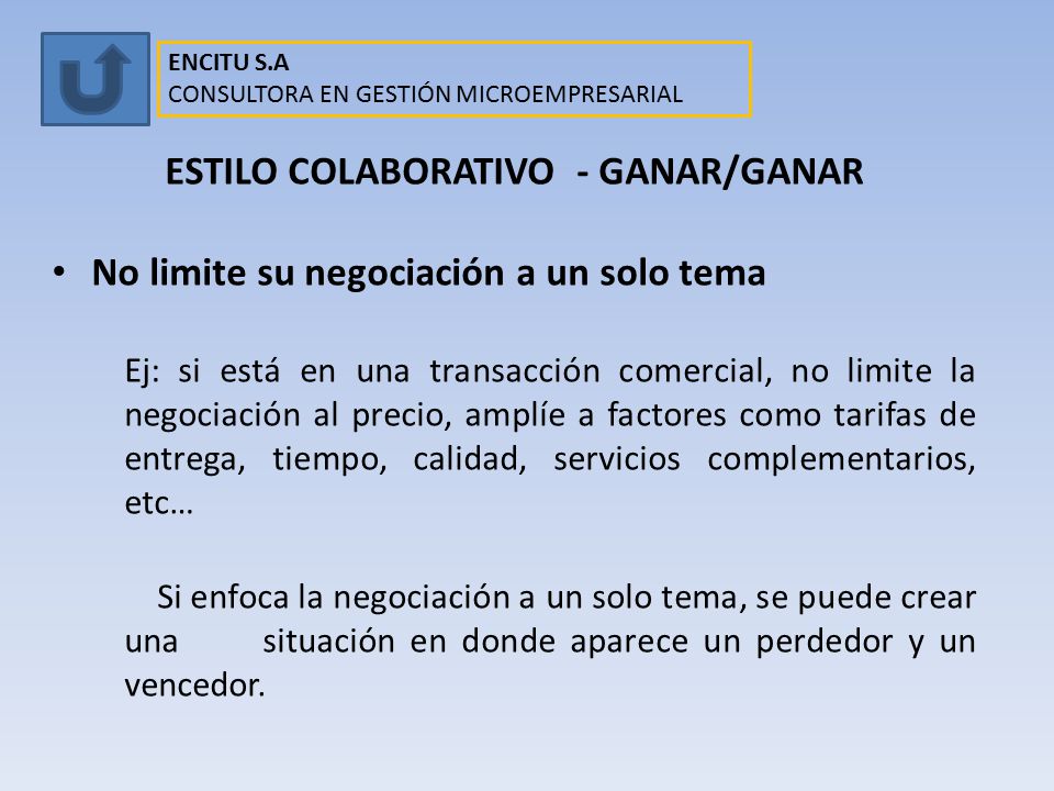 ESTILO COLABORATIVO - GANAR/GANAR