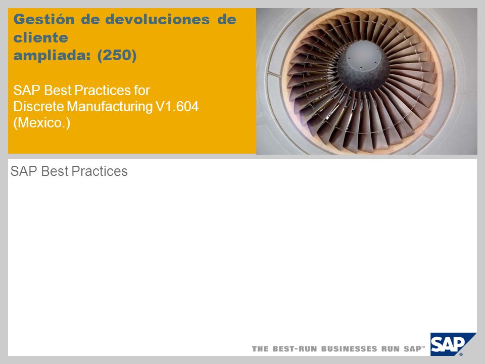 Gestión de devoluciones de cliente ampliada: (250) SAP Best Practices for Discrete Manufacturing V1.604 (Mexico.)