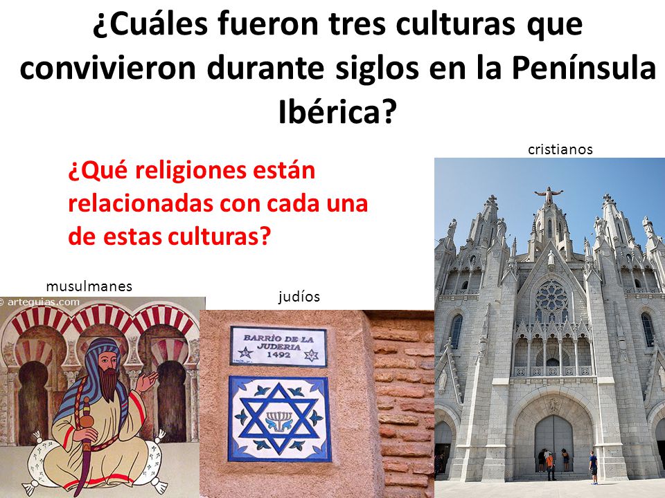 Cuáles fueron tres culturas que convivieron durante siglos en la Península  Ibérica? cristianos ¿Qué religiones están relacionadas con cada una de. -  ppt descargar