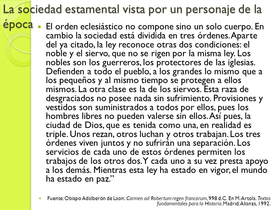 La sociedad estamental vista por un personaje de la época