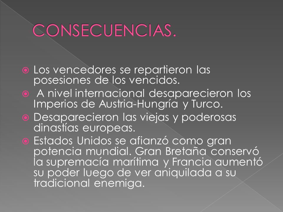 CONSECUENCIAS. Los vencedores se repartieron las posesiones de los vencidos.