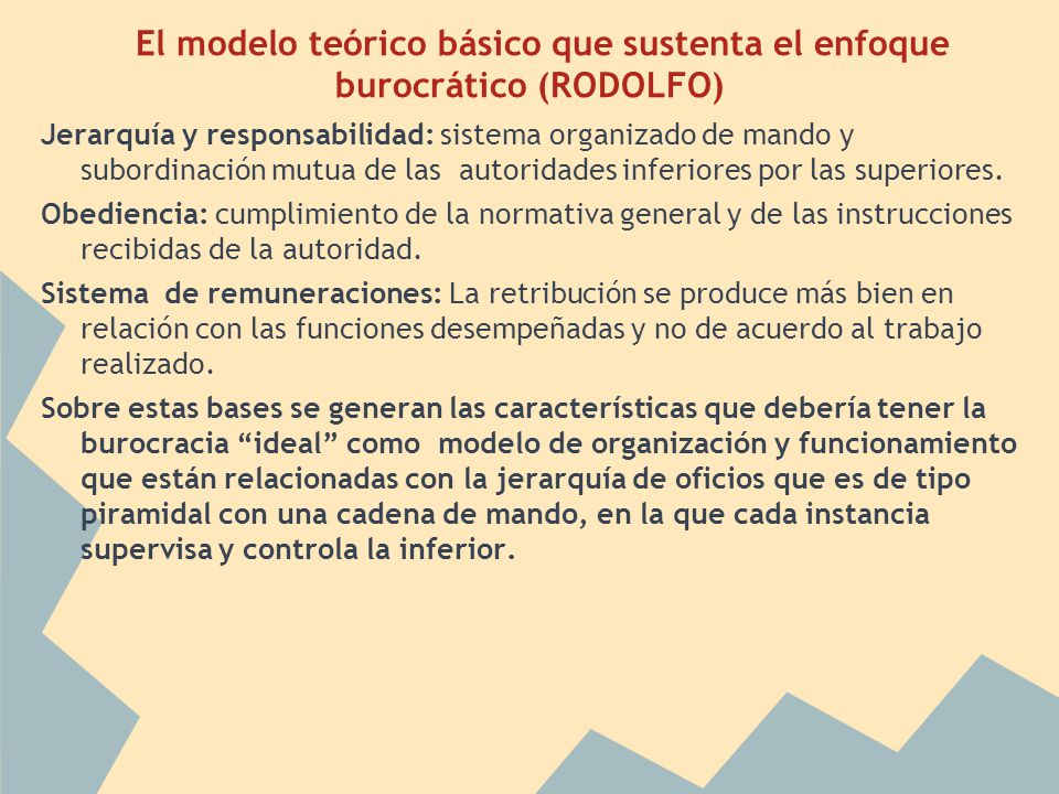 El modelo teórico básico que sustenta el enfoque burocrático (RODOLFO)