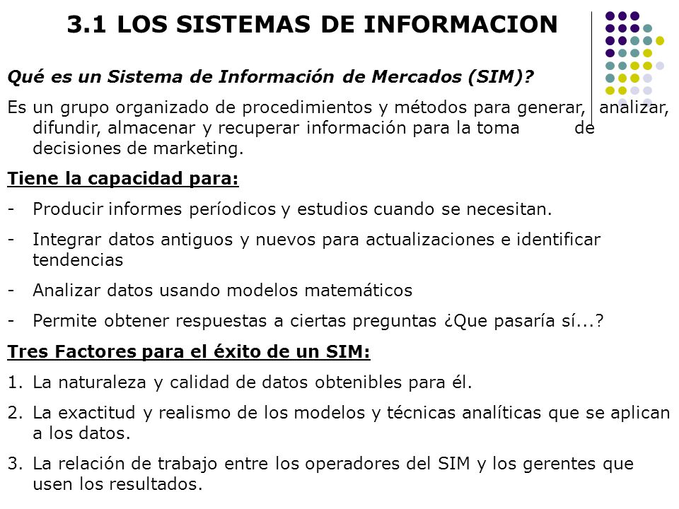 3.1 LOS SISTEMAS DE INFORMACION