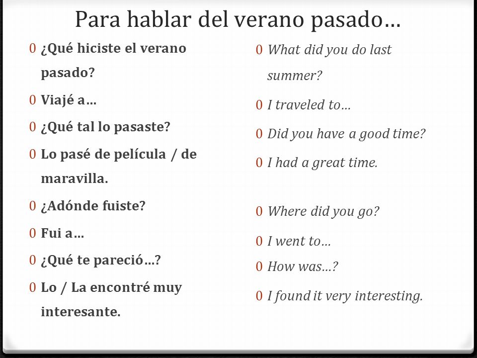 Hice muchas cosas este verano. ¿Y tú