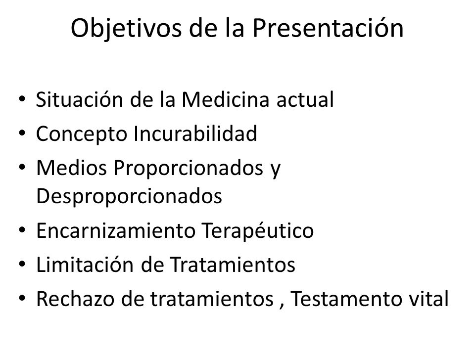 Objetivos de la Presentación