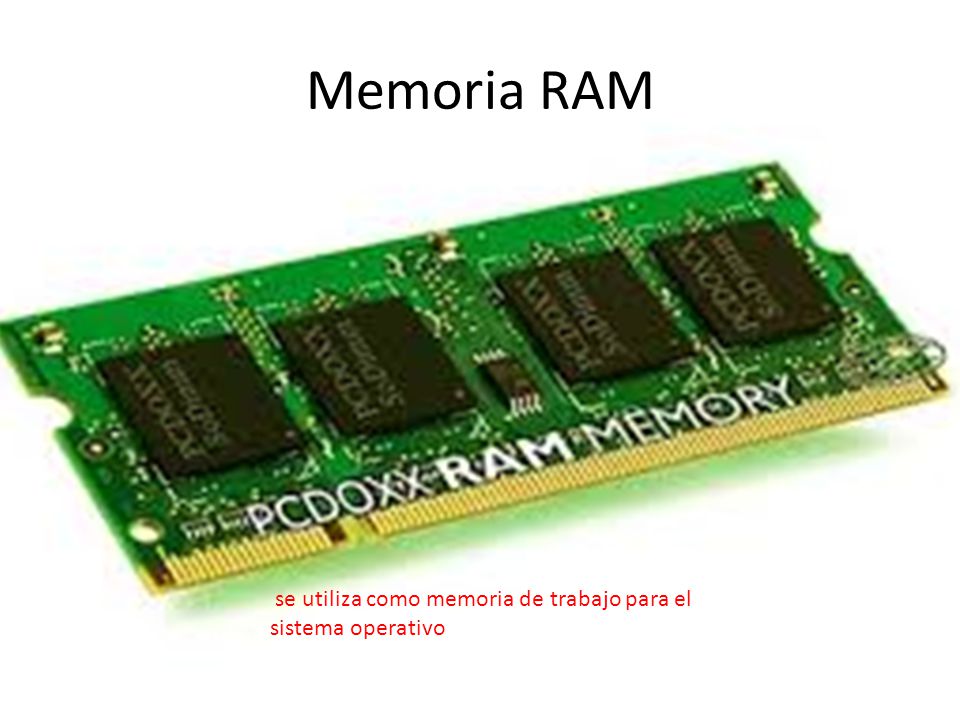 Memoria RAM se utiliza como memoria de trabajo para el sistema operativo
