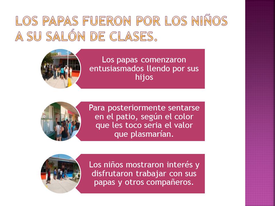 Los papas fueron por los niños a su salón de clases.