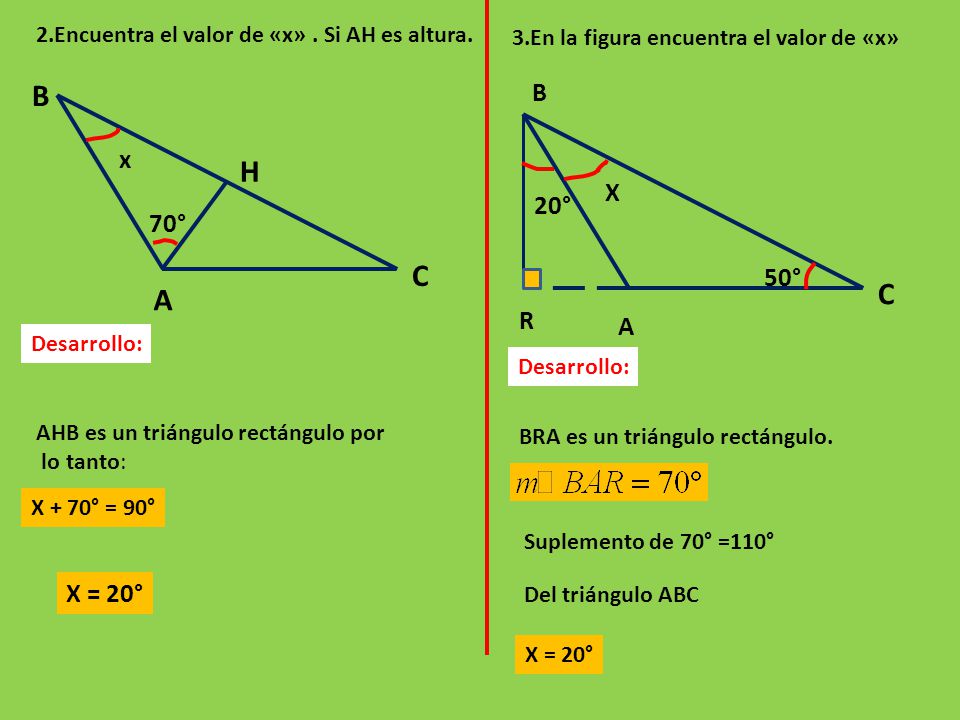 2.Encuentra el valor de «x» . Si AH es altura.