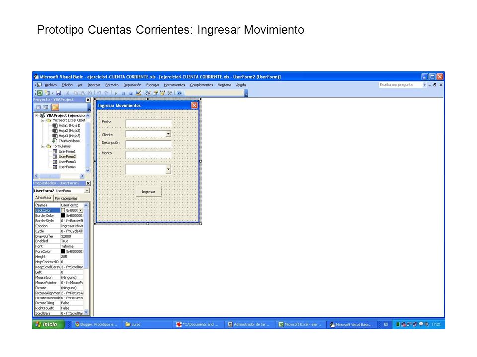 Prototipo Cuentas Corrientes: Ingresar Movimiento