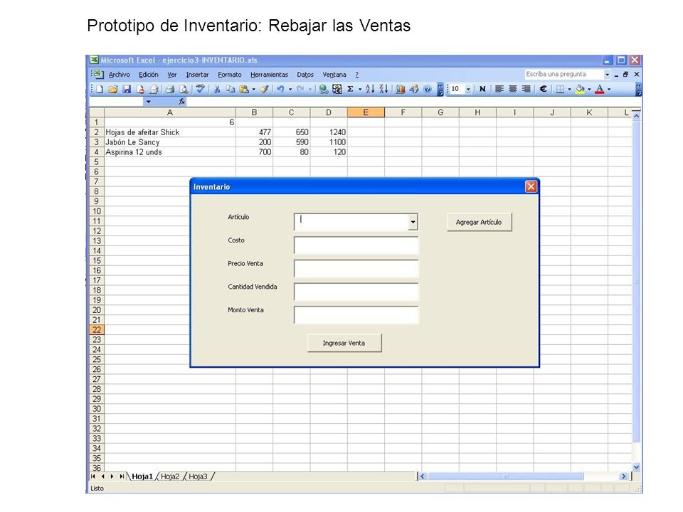 Prototipo de Inventario: Rebajar las Ventas