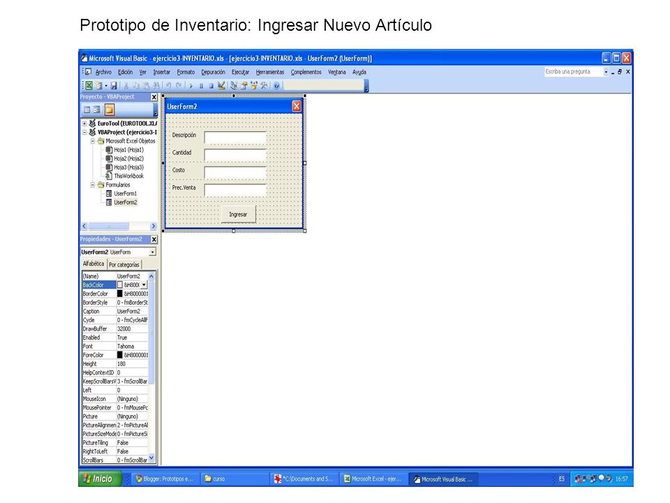 Prototipo de Inventario: Ingresar Nuevo Artículo