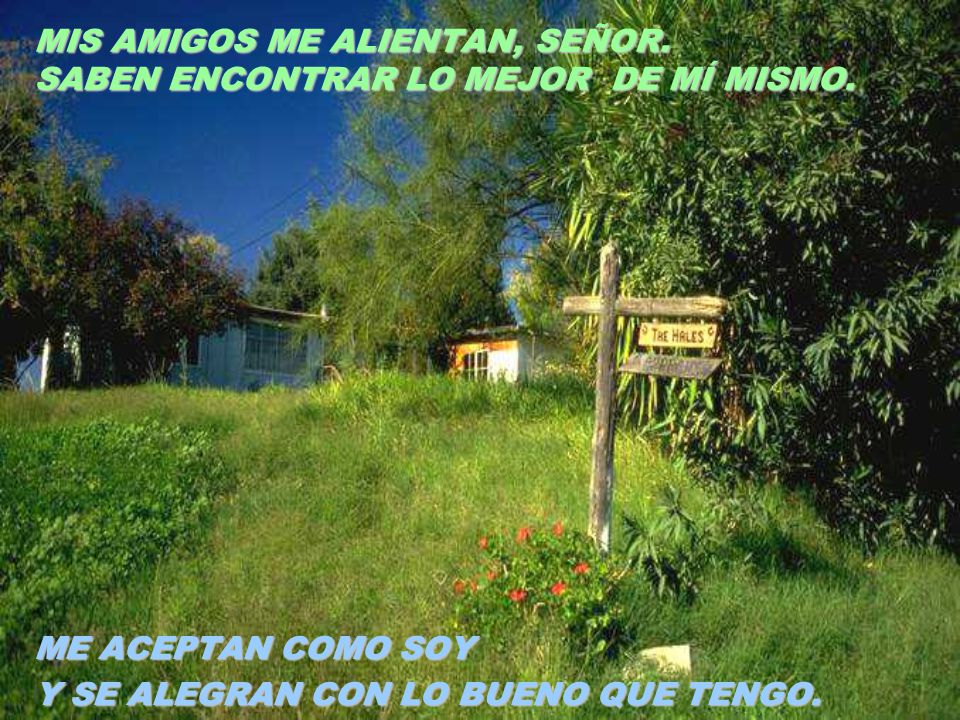 MIS AMIGOS ME ALIENTAN, SEÑOR. SABEN ENCONTRAR LO MEJOR DE MÍ MISMO.