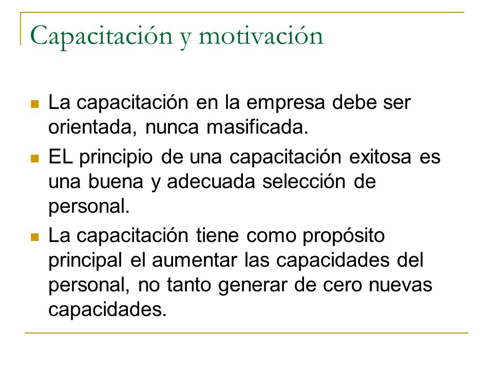 Capacitación y motivación