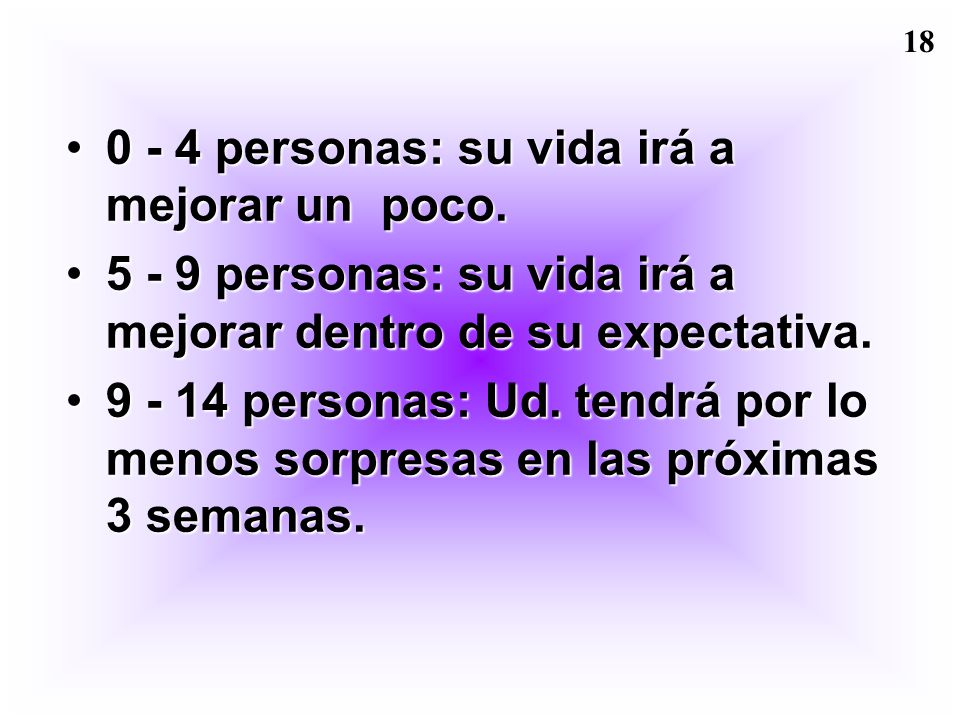 0 - 4 personas: su vida irá a mejorar un poco.