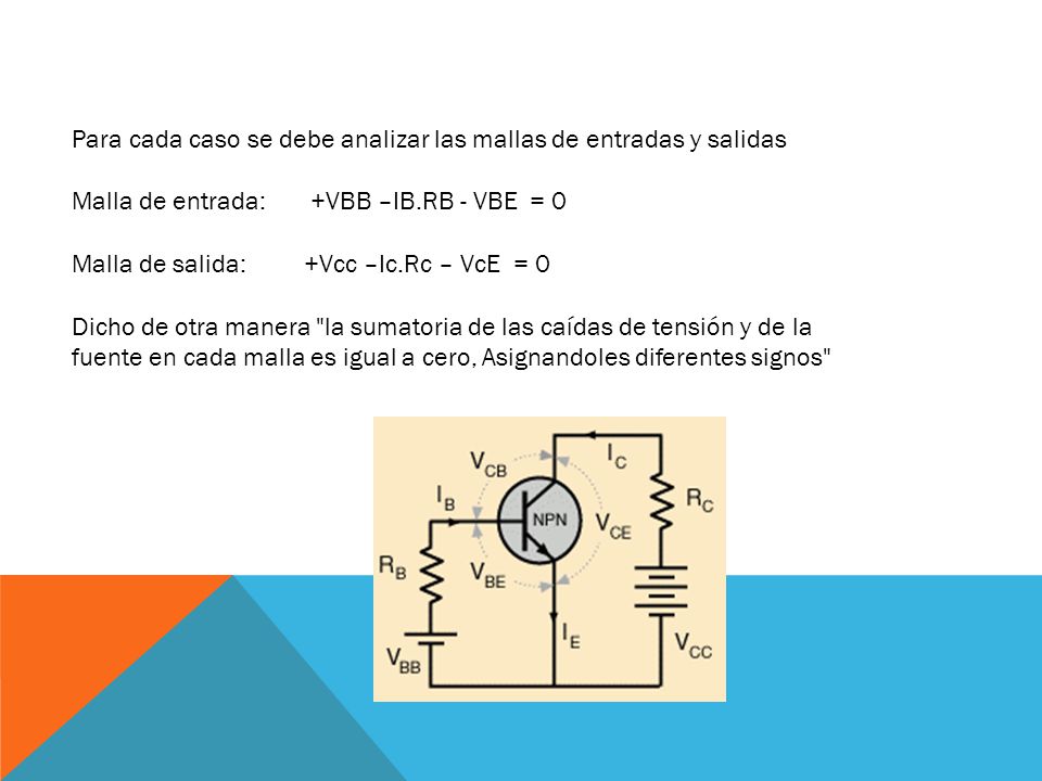 Para cada caso se debe analizar las mallas de entradas y salidas