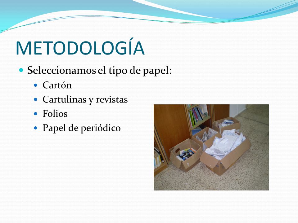 METODOLOGÍA Seleccionamos el tipo de papel: Cartón