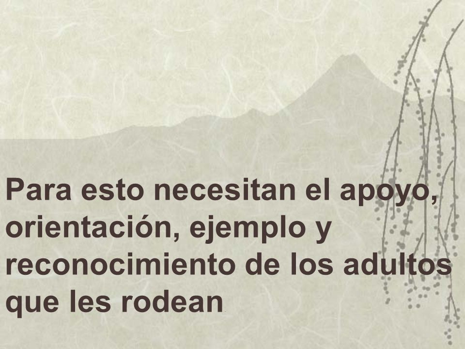 Para esto necesitan el apoyo, orientación, ejemplo y reconocimiento de los adultos que les rodean.