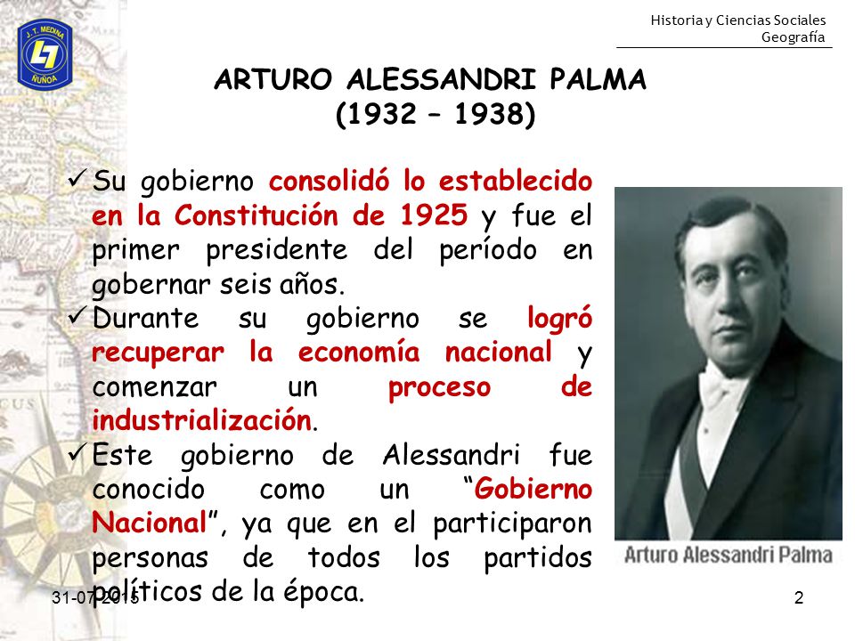 ARTURO ALESSANDRI PALMA (1932 – 1938)