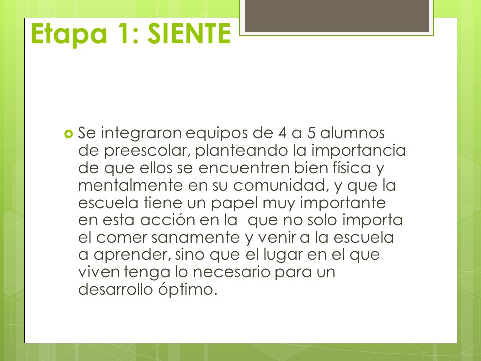 Etapa 1: SIENTE