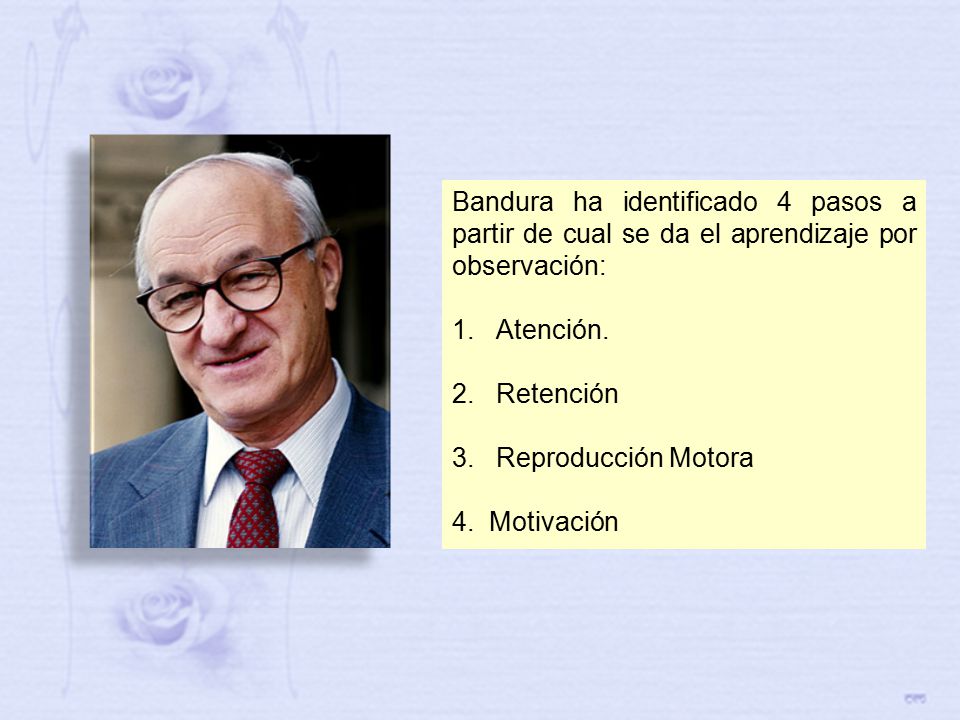 Bandura ha identificado 4 pasos a partir de cual se da el aprendizaje por observación: