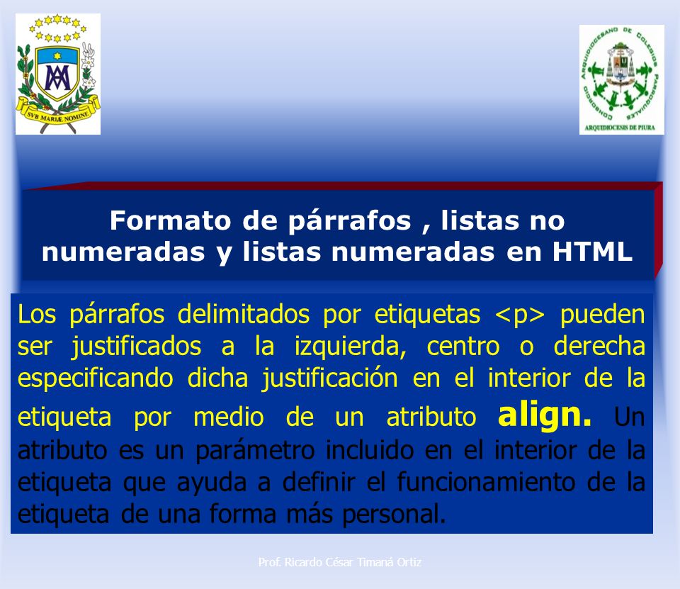 Formato de párrafos , listas no numeradas y listas numeradas en HTML