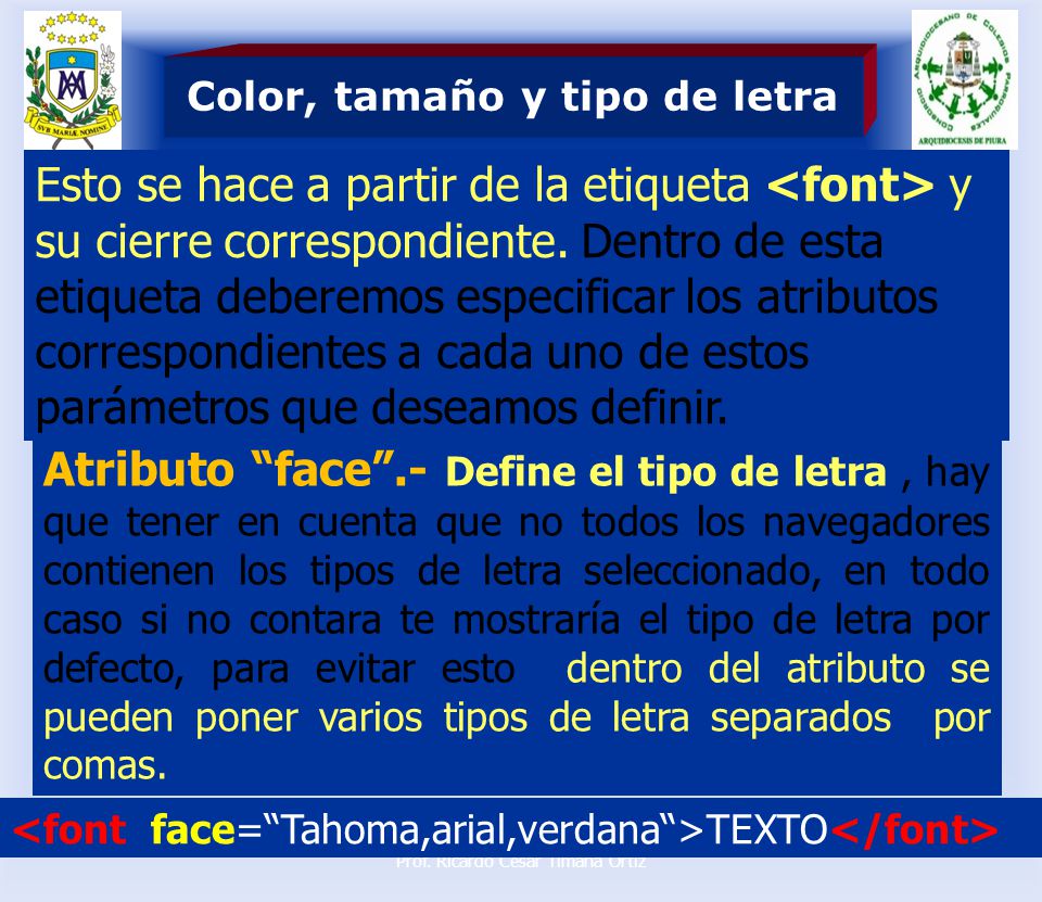 Color, tamaño y tipo de letra