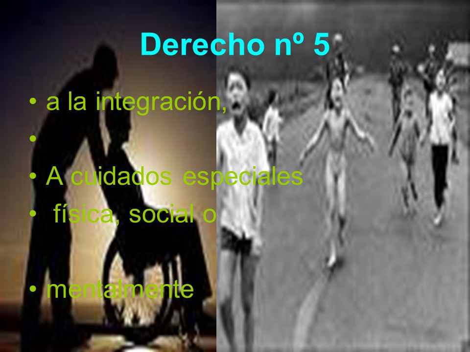 Derecho nº 5 a la integración, A cuidados especiales física, social o