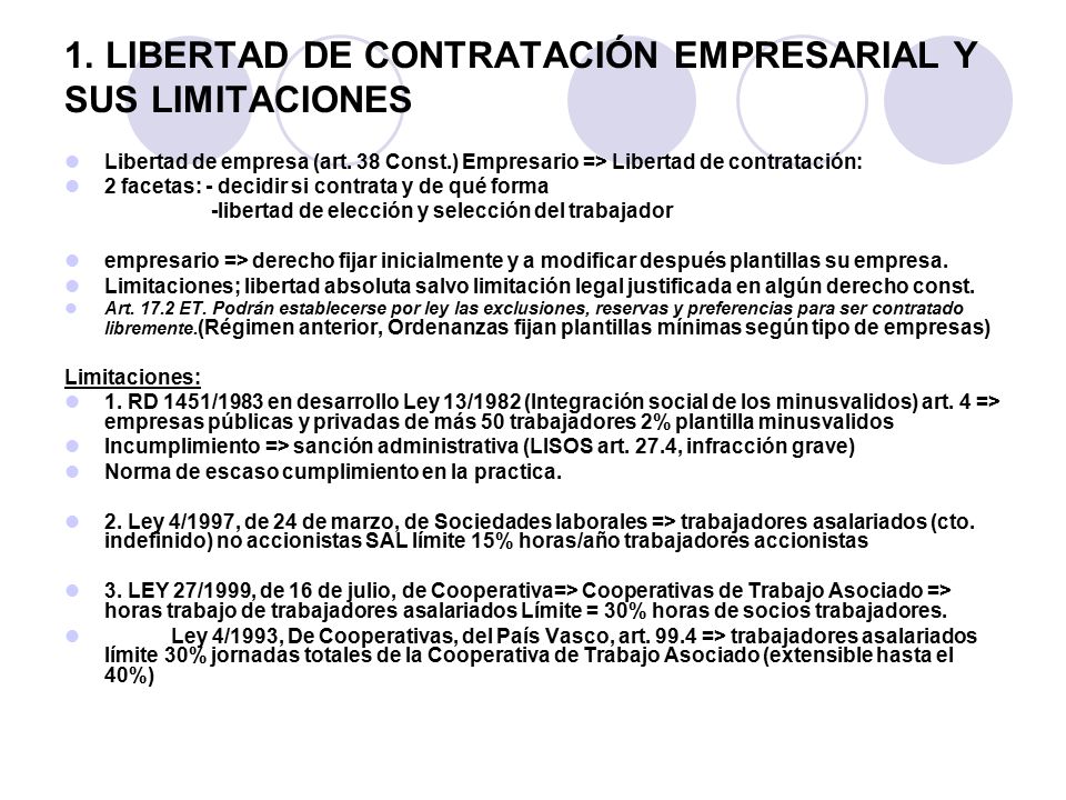1. LIBERTAD DE CONTRATACIÓN EMPRESARIAL Y SUS LIMITACIONES