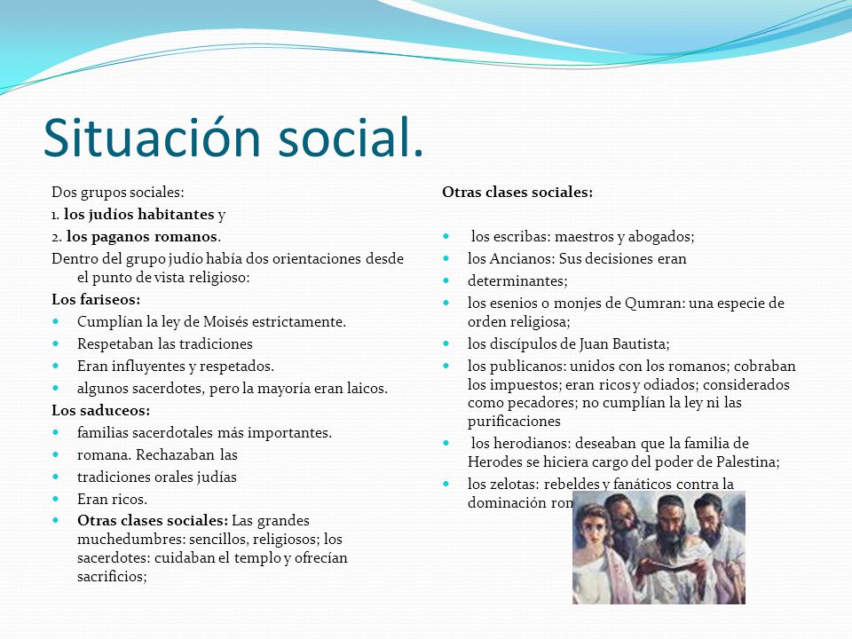 Situación social. Dos grupos sociales: 1. los judíos habitantes y
