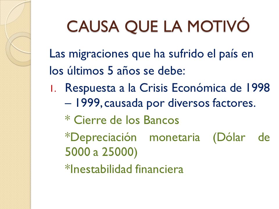 CAUSA QUE LA MOTIVÓ Las migraciones que ha sufrido el país en