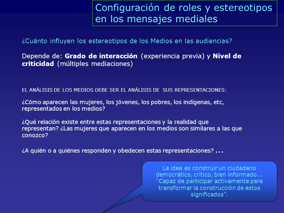Configuración de roles y estereotipos en los mensajes mediales