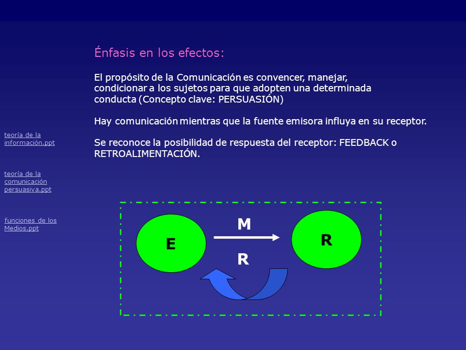 M R E R Énfasis en los efectos: