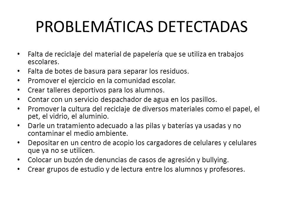 PROBLEMÁTICAS DETECTADAS