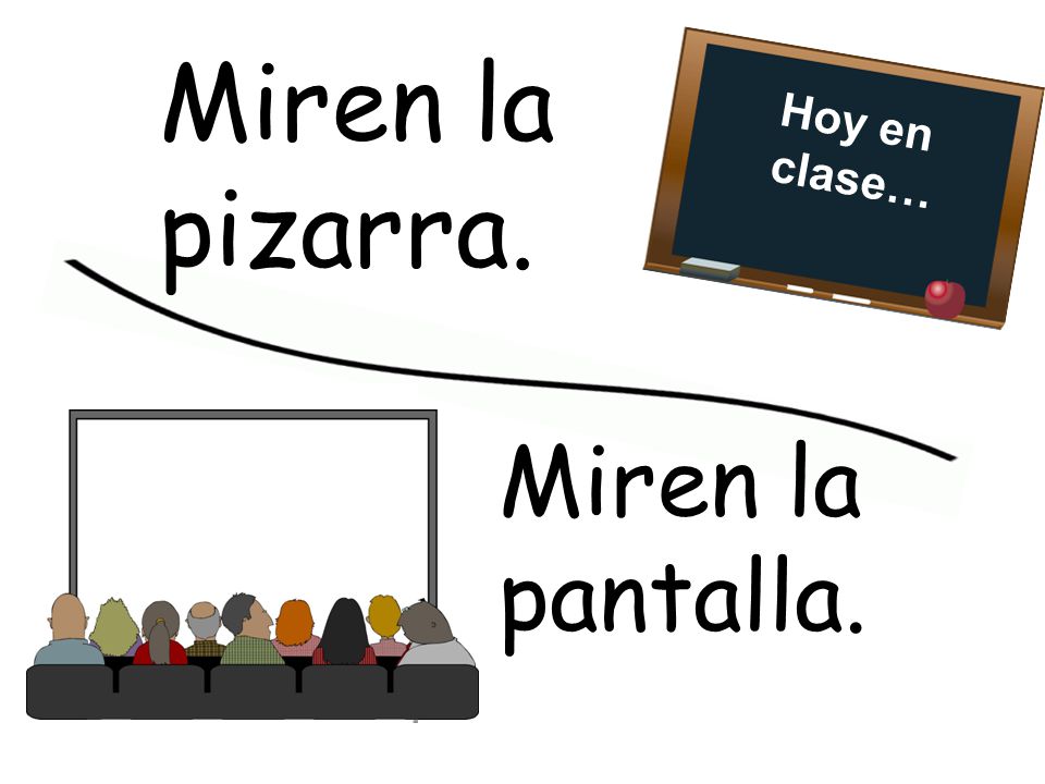 Miren la pizarra. Hoy en clase… Miren la pantalla.