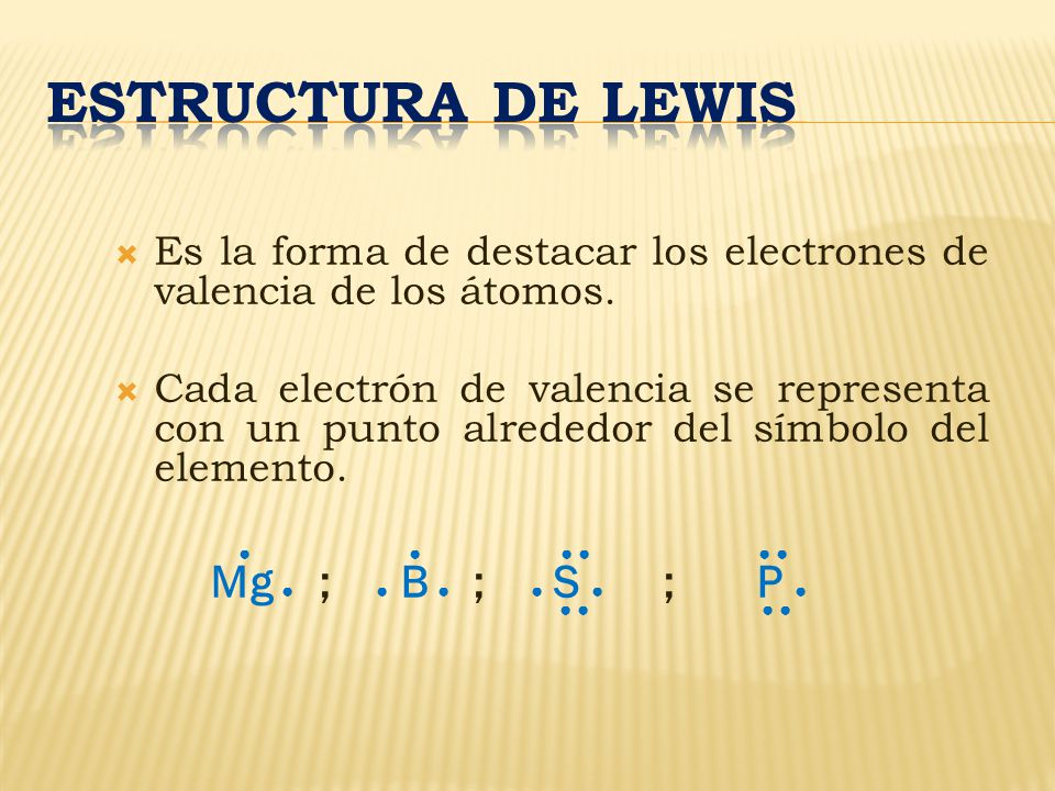 ESTRUCTURA DE LEWIS Mg ● ; ● B ● ; ● S ● ; P ● ● ● ● ●