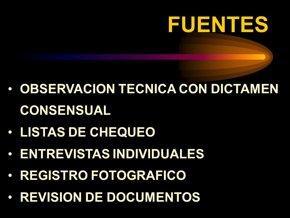 FUENTES OBSERVACION TECNICA CON DICTAMEN CONSENSUAL LISTAS DE CHEQUEO