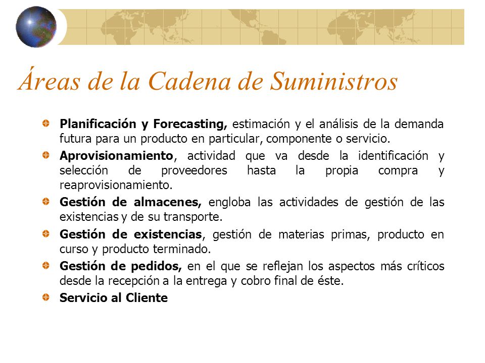Áreas de la Cadena de Suministros