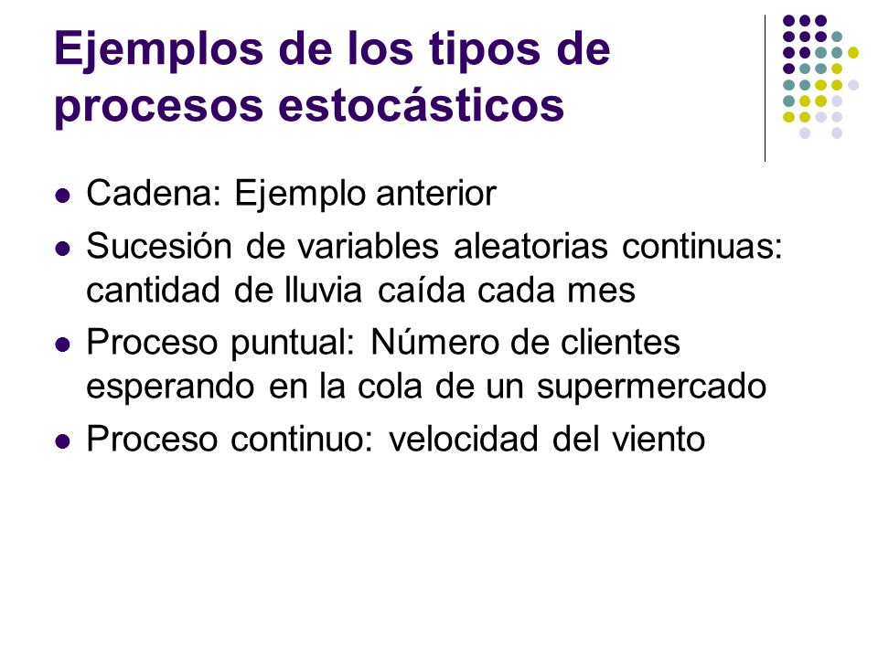 Ejemplos de los tipos de procesos estocásticos