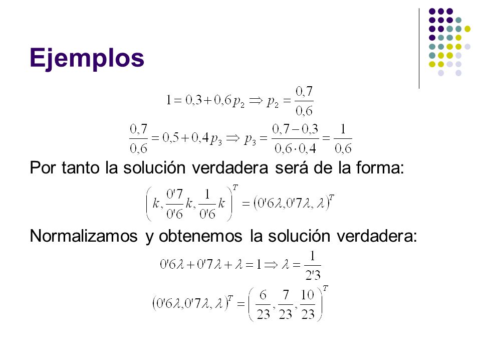 Ejemplos Por tanto la solución verdadera será de la forma:
