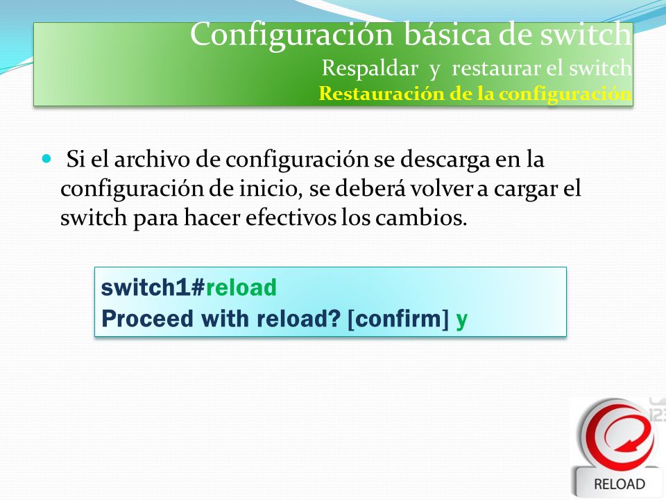 Configuración básica de switch Respaldar y restaurar el switch Restauración de la configuración