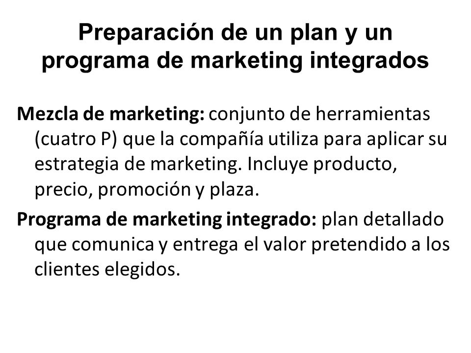 Preparación de un plan y un programa de marketing integrados
