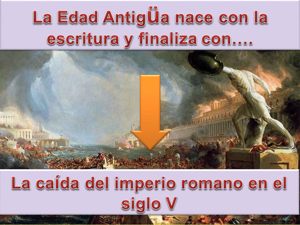 La Edad Antigüa nace con la escritura y finaliza con….