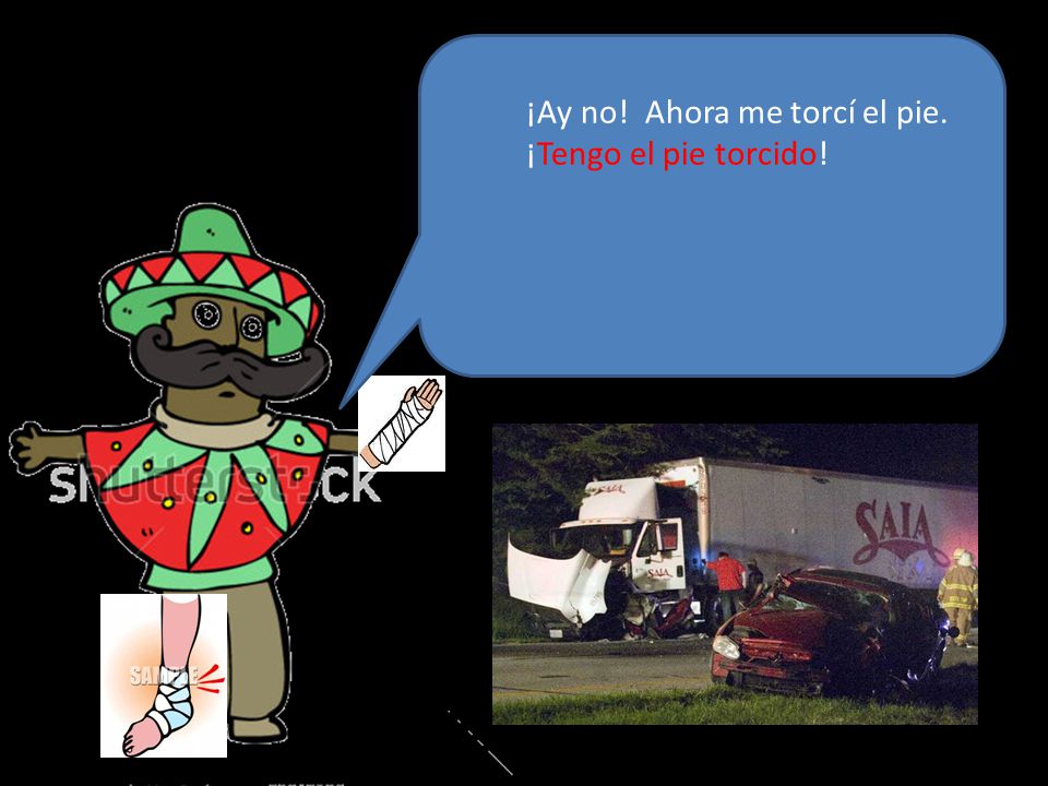¡Ay no! Ahora me torcí el pie. ¡Tengo el pie torcido!