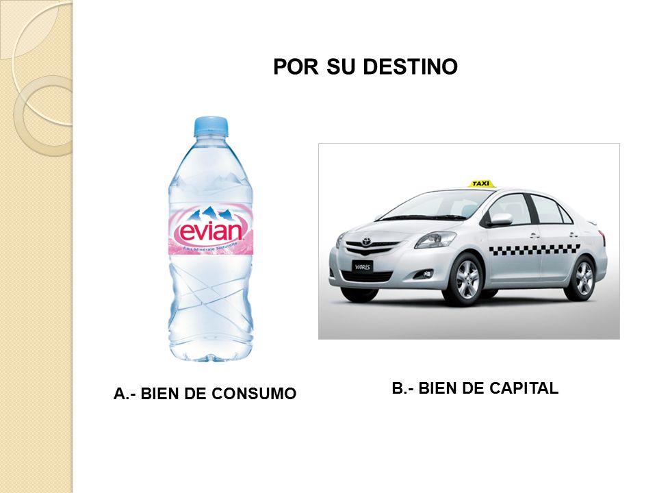 POR SU DESTINO B.- BIEN DE CAPITAL A.- BIEN DE CONSUMO