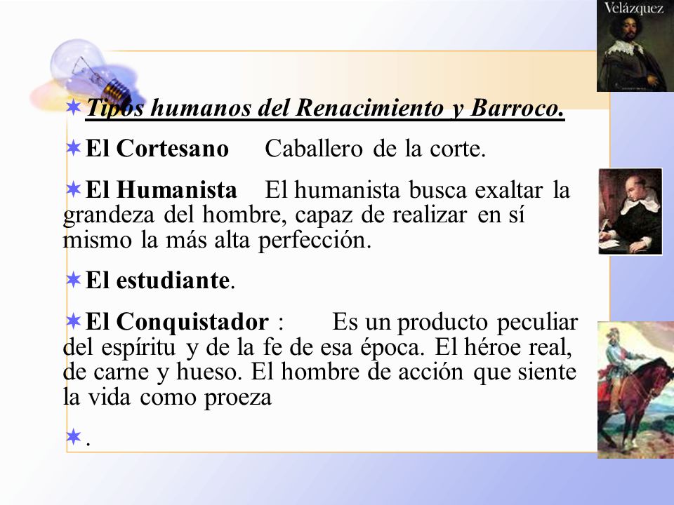 Tipos humanos del Renacimiento y Barroco.
