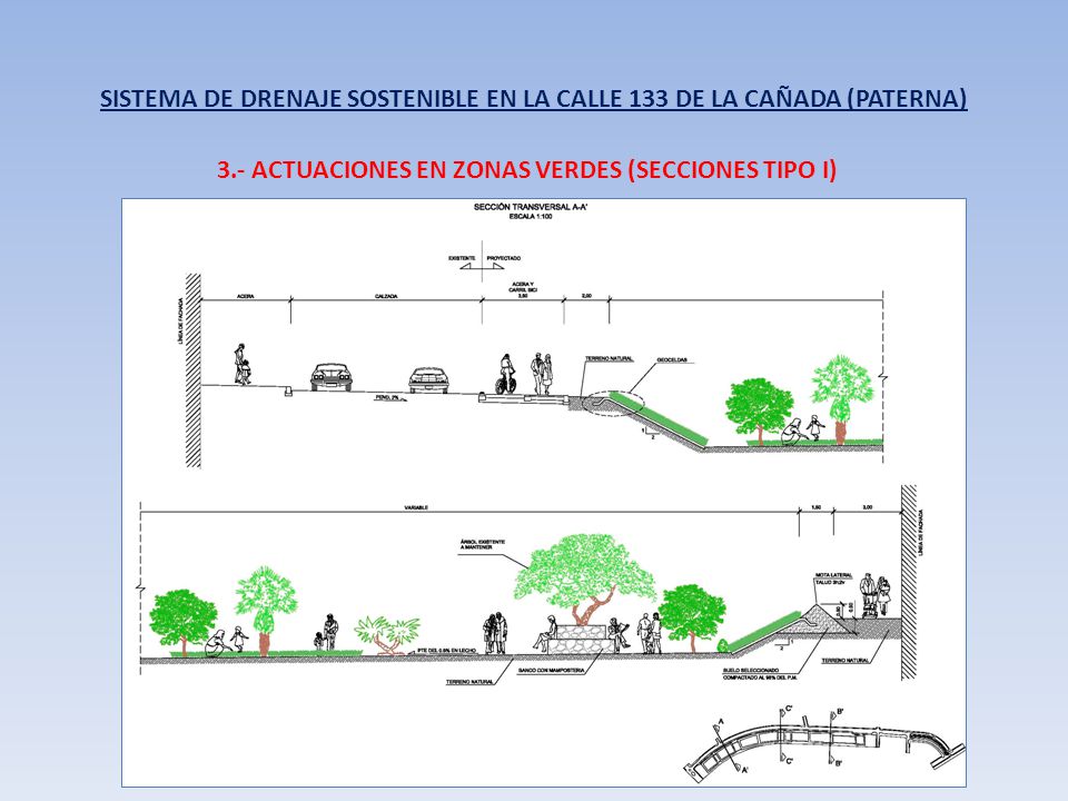 SISTEMA DE DRENAJE SOSTENIBLE EN LA CALLE 133 DE LA CAÑADA (PATERNA)