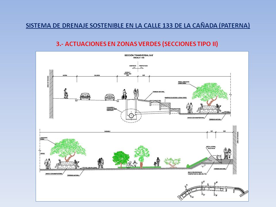 SISTEMA DE DRENAJE SOSTENIBLE EN LA CALLE 133 DE LA CAÑADA (PATERNA)