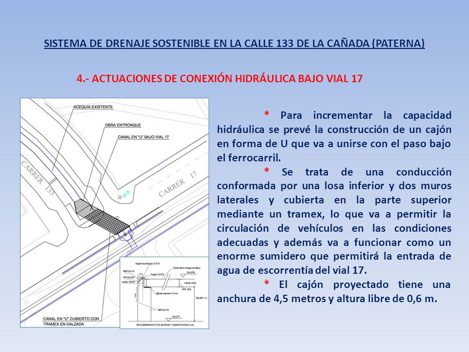 SISTEMA DE DRENAJE SOSTENIBLE EN LA CALLE 133 DE LA CAÑADA (PATERNA)